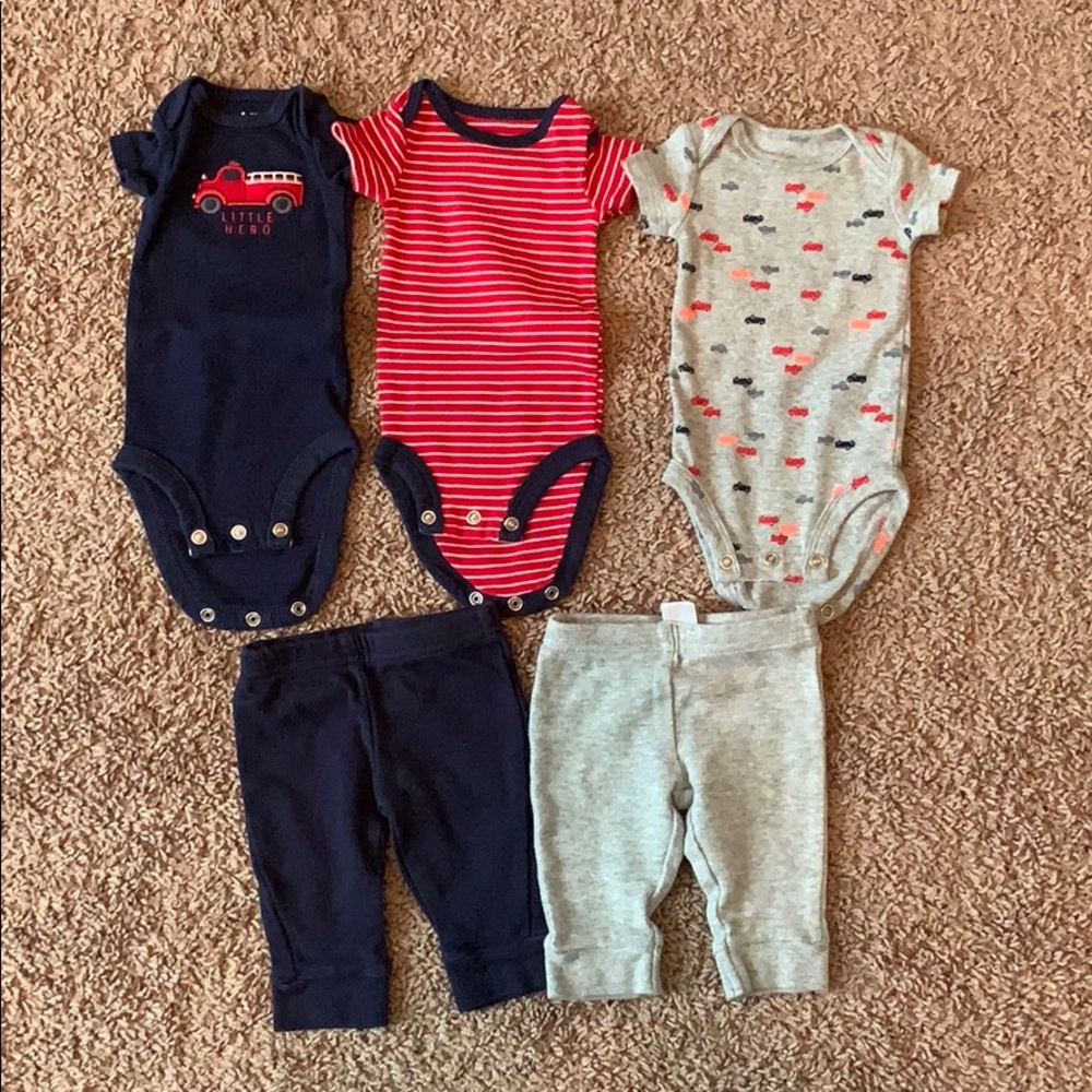 Fire truck onesies and pants